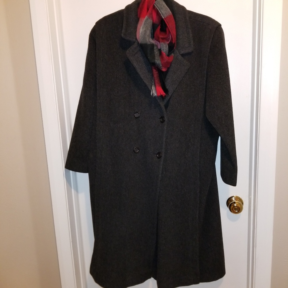 Alorna Petite Dark Grey Long Wool Coat Size 12P